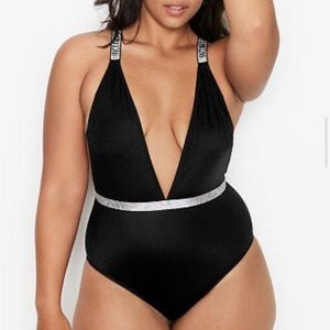 Shine strap one piece bathing suit